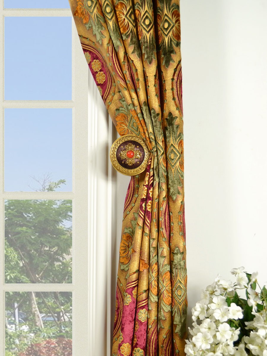 Maia Vintage Damask Versatile Pleat Velvet Curtains