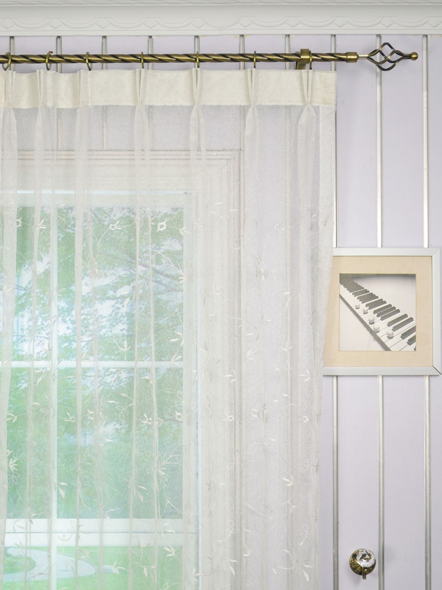 Elbert Branch Leaves Pattern Embroidered Double Pinch Pleat Sheer Curtain Panels Cheerycurtains