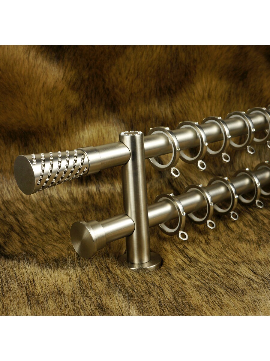 Qyt1321 1 Steel Double Curtain Rod Set Crystal Cylindrical Finial Qyt1321 1 Steel Double Curtain Rod Set Crystal Cylindrical Finial Color Silver