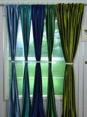 Whitney Green and Blue Plain Custom Made Velvet Curtains