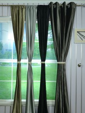 Whitney Gray and Black Plain Custom Made Velvet Curtains