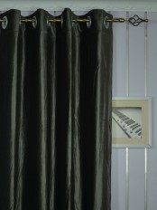 120 Inch Extra Wide Whitney Gray and Black Blackout Grommet Velvet Curtains Grommet Heading