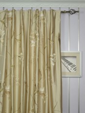 120 Inch Extra Wide Morgan Deep Champagne Embroidered Floral Faux Silk Curtains