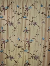 Morgan Light Apricot Embroidered Branch Faux Silk Custom Made Curtains