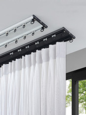 CHRY36 White/Black Concealed Aluminium Ceiling Double Curtain Tracks