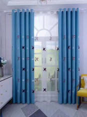 QY24H06B Fashion Children Printing Cute Plane Patterns Pink and Blue Custom Made Curtains