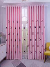 QY24H06BD Fashion Children Printing Cute Plane Patterns Pink and Blue Grommet Ready Made Curtains(Color: Pink)