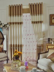 Eclipse Solid Stitching Style Grommet Curtain with Trims