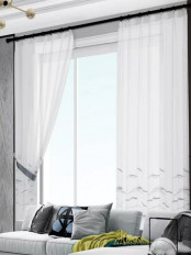 QY7121SDC Elbert Embroidered Double Pinch Pleat Ready Made Sheer Curtains