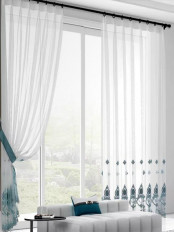 QY7121SE Elbert Flower Embroidered Custom Made Sheer Curtains