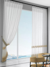 QY7121SK Elbert Clovers Embroidered Custom Made Sheer Curtains