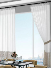 QY7121SL Elbert Spots Embroidered Custom Made Sheer Curtains
