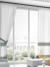 QY7121SN Elbert Embroidered Custom Made Sheer Curtains