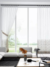 QY7121SQ Elbert Stripes Embroidered Custom Made Sheer Curtains