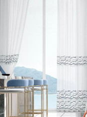 QY7121ST Elbert Waves Embroidered Custom Made Sheer Curtains