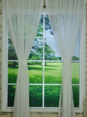 QY7151SJ Laura Solid Plain Polyester Custom Made Sheer Curtains (Color: Cloud Dancer)