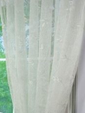 Elbert Branch Leaves Pattern Embroidered Rod Pocket Sheer Curtains