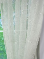 Elbert Branch Leaves Pattern Embroidered Rod Pocket Sheer Curtains