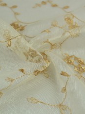 Elbert Damask Pattern Embroidered Back Tab Sheer Curtains