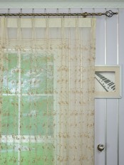 Elbert Damask Pattern Embroidered Double Pinch Pleat Sheer Curtains