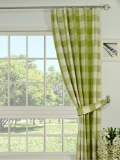 Moonbay Checks Versatile Pleat Cotton Curtain