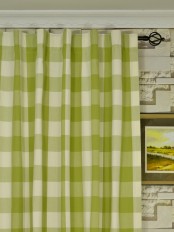 Extra Long Moonbay Checks Back Tab Cotton Curtains