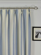 Extra Long Moonbay Stripe Double Pinch Pleat Cotton Curtains