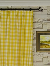 Extra Long Moonbay Small Plaids Double Pinch Pleat Cotton Curtains