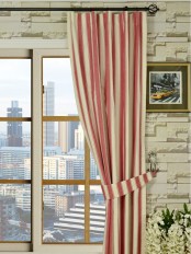 Moonbay Narrow-stripe Versatile Pleat Cotton Curtain