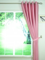 Swan Pink and Red Solid Grommet Ready Made Curtains