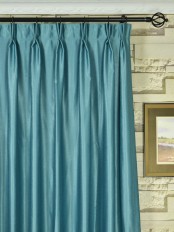 Extra Wide Swan Gray and Blue Solid Double Pinch Pleat Curtains