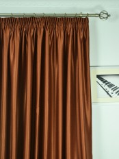 Extra Wide Swan Brown Solid Pencil Pleat Curtains