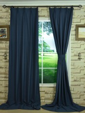 Hudson Cotton Blend Solid Versatile Pleat Curtain With Fabric Tieback