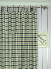 Extra Wide Hudson Cotton Blend Small Check Tab Top Curtains