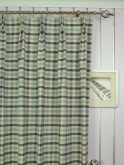 Extra Wide Hudson Cotton Blend Small Check Double Pinch Pleat Curtains