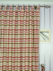 Extra Wide Hudson Cotton Blend Middle Check Tab Top Curtains