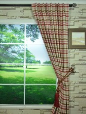 Hudson Cotton Blend Middle Check Back Tab Curtain