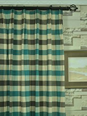 Extra Wide Hudson Cotton Blend Bold-scale Check Versatile Pleat Curtains