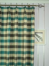 Extra Wide Hudson Cotton Blend Bold-scale Check Double Pinch Pleat Curtains