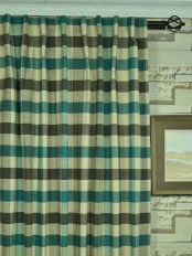 Extra Wide Hudson Cotton Blend Bold-scale Check Back Tab Curtains