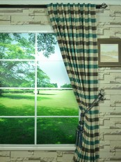 Hudson Cotton Blend Bold-scale Check Back Tab Curtain