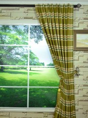 Hudson Cotton Blend Large Plaid Back Tab Curtain