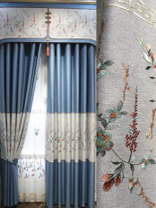 QY2168D Maia Embroidered Floral Thick Chenille Custom Made Curtains