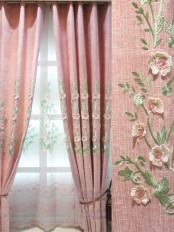 QY2168H Maia Embroidered Floral Thick Chenille Custom Made Curtains
