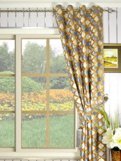 Maia Geometrical Grommet Velvet Curtains