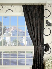 Silver Beach Embroidered Plush Vines Double Pinch Pleat Faux Silk Curtain