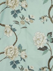 Halo Embroidered Elegant Peony Dupioni Silk Custom Made Curtains