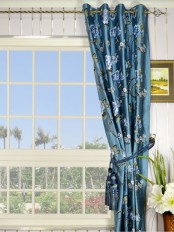 Halo Embroidered Peony Grommet Dupioni Silk Curtains