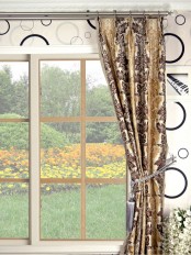 Halo Embroidered Vase Damask Double Pinch Pleat Dupioni Curtain