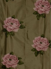 Rainbow Embroidered Plush Peonies Dupioni Silk Custom Made Curtains